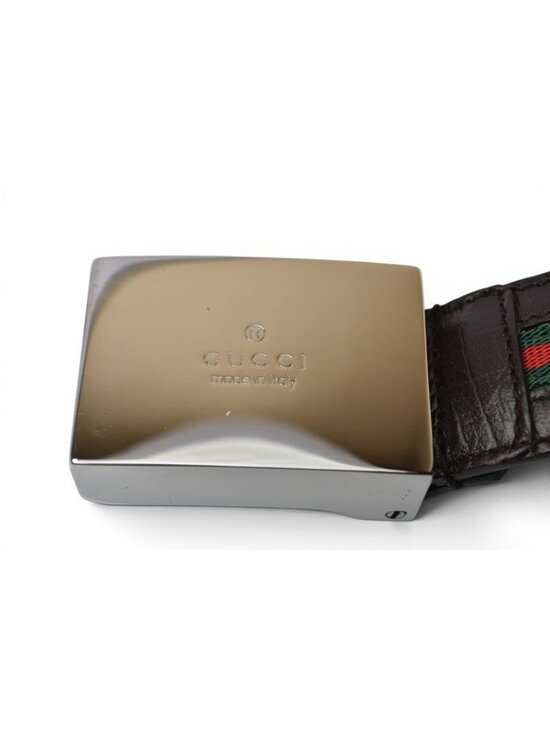 Gucci Belt 95 Leather Sherry Line Dark Brown Green Red main image 10